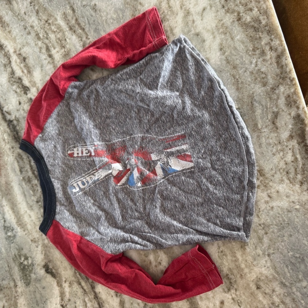 Rowdy Sprout - Hey Jude Kids Gray and Red Long Sleeve Shirt